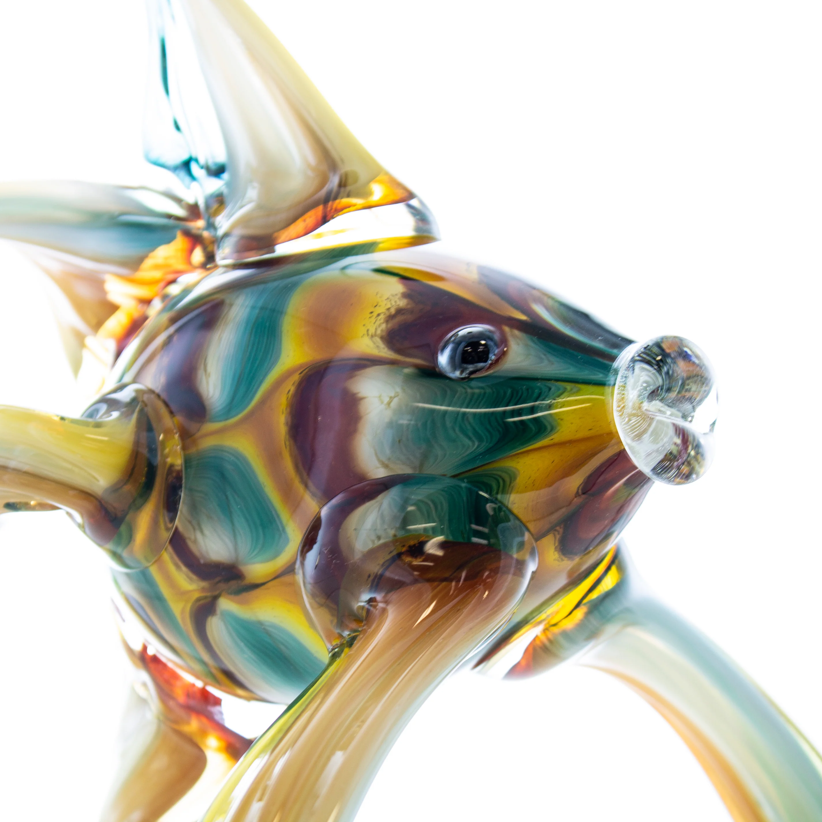 Art Glass Angelfish Cherry Green Gold - Image 4