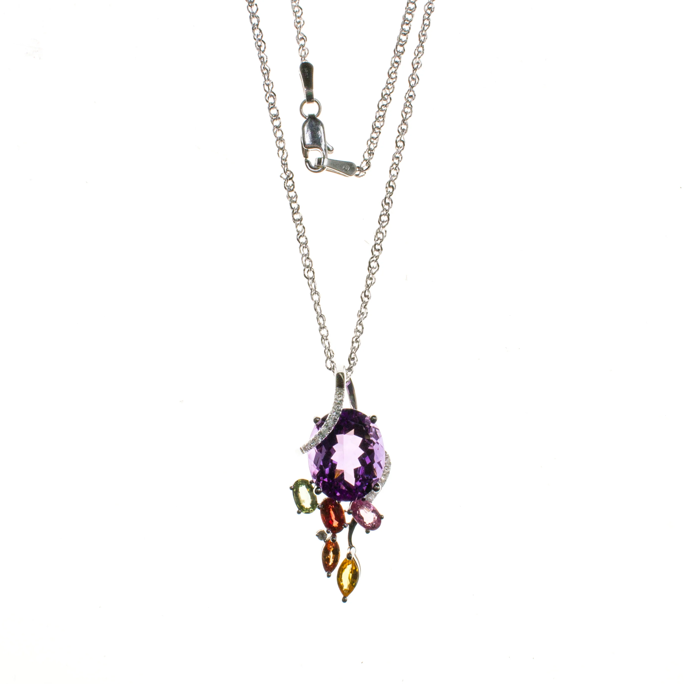 14K Amethyst Spring Leaves Necklace - Image 3
