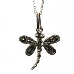 Sterling Silver Marcasite Abalone Dragonfly  Stud Earring & Necklace Set - Image 3