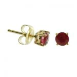 14K Yellow Gold Ruby Round 3.75mm Stud Earrings - Image 3